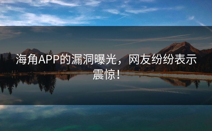 海角APP的漏洞曝光，网友纷纷表示震惊！