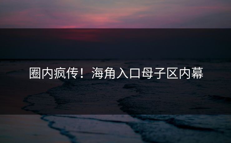 圈内疯传！海角入口母子区内幕