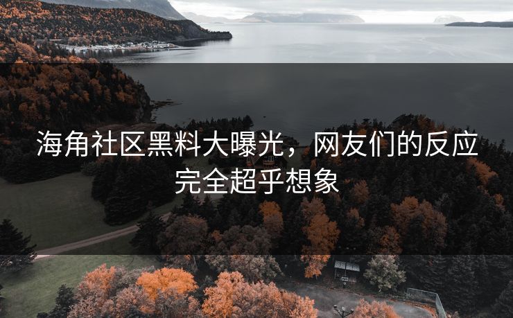 海角社区黑料大曝光，网友们的反应完全超乎想象