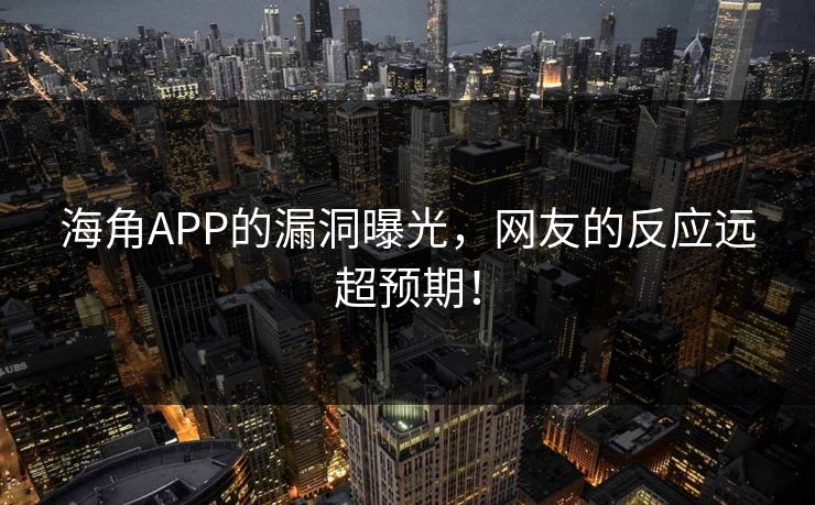 海角APP的漏洞曝光，网友的反应远超预期！