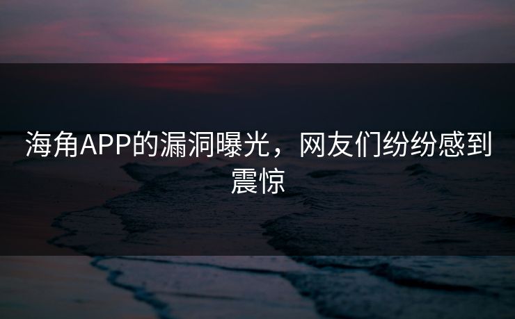 海角APP的漏洞曝光，网友们纷纷感到震惊
