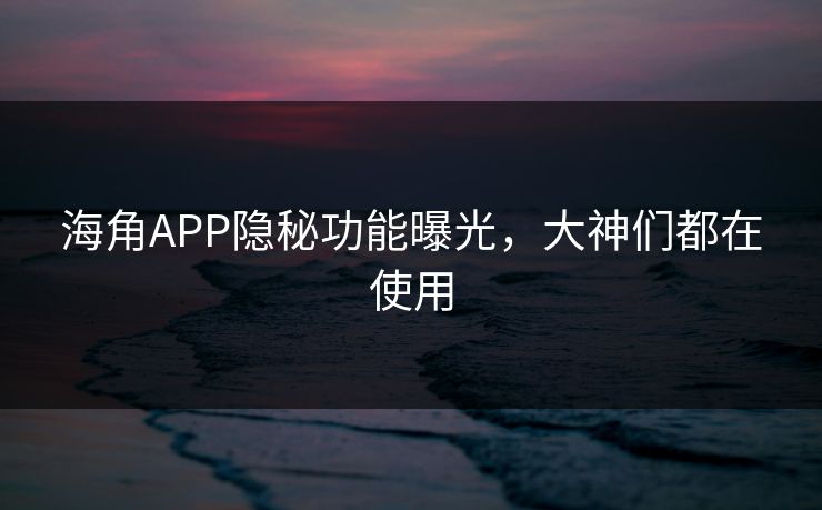 海角APP隐秘功能曝光，大神们都在使用
