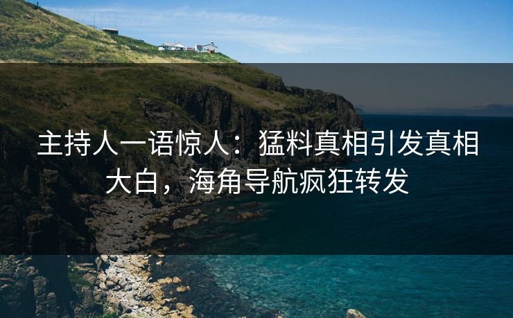 主持人一语惊人：猛料真相引发真相大白，海角导航疯狂转发