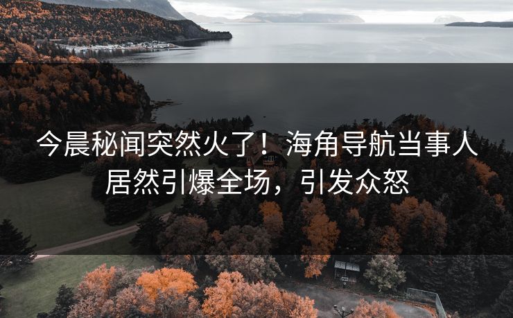 今晨秘闻突然火了！海角导航当事人居然引爆全场，引发众怒