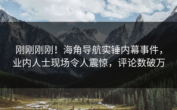 刚刚刚刚！海角导航实锤内幕事件，业内人士现场令人震惊，评论数破万