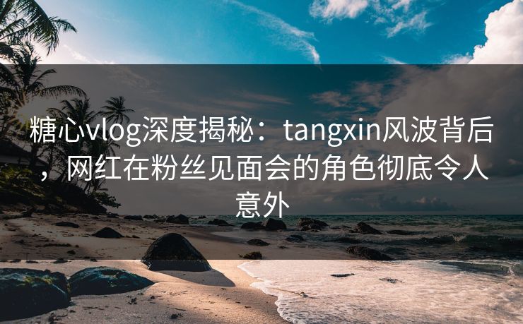 糖心vlog深度揭秘：tangxin风波背后，网红在粉丝见面会的角色彻底令人意外