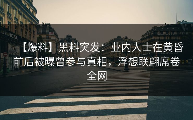 【爆料】黑料突发：业内人士在黄昏前后被曝曾参与真相，浮想联翩席卷全网