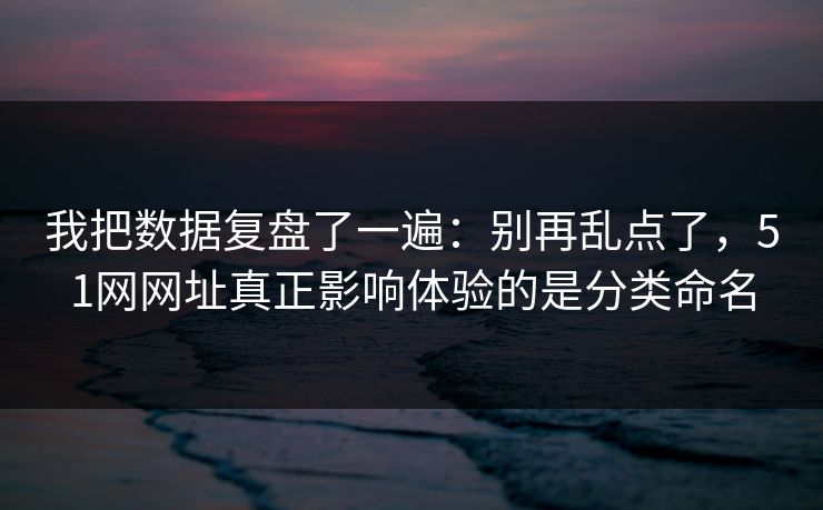 我把数据复盘了一遍：别再乱点了，51网网址真正影响体验的是分类命名
