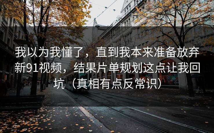 我以为我懂了，直到我本来准备放弃新91视频，结果片单规划这点让我回坑（真相有点反常识）